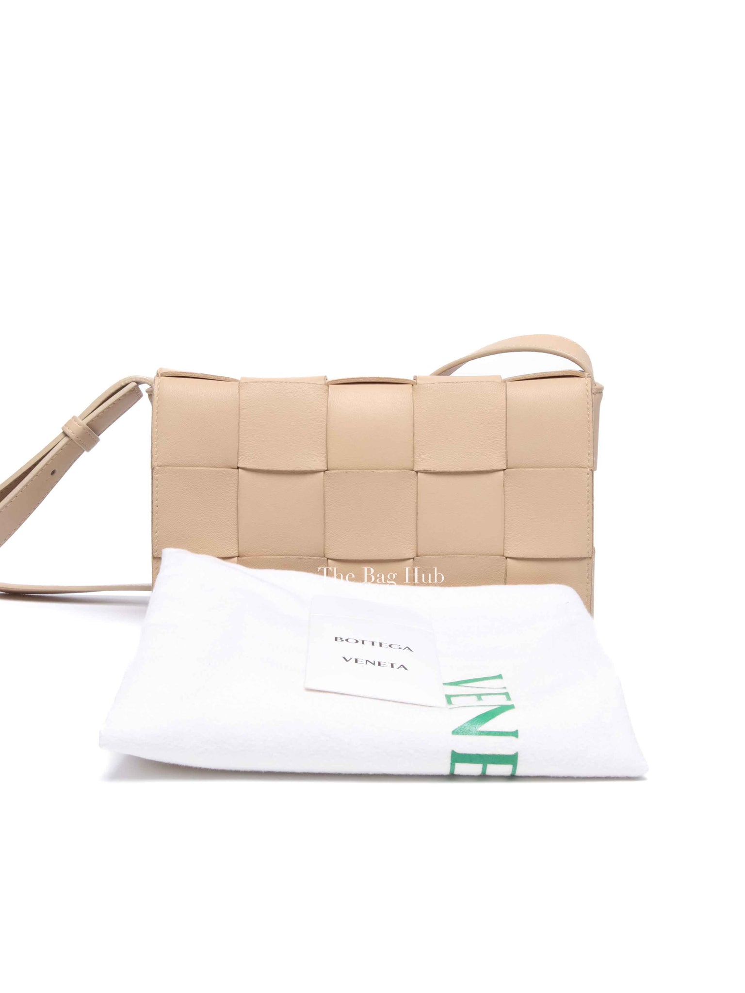 Bottega Veneta Almond Leather Intrecciato Cassette Crossbody Bag