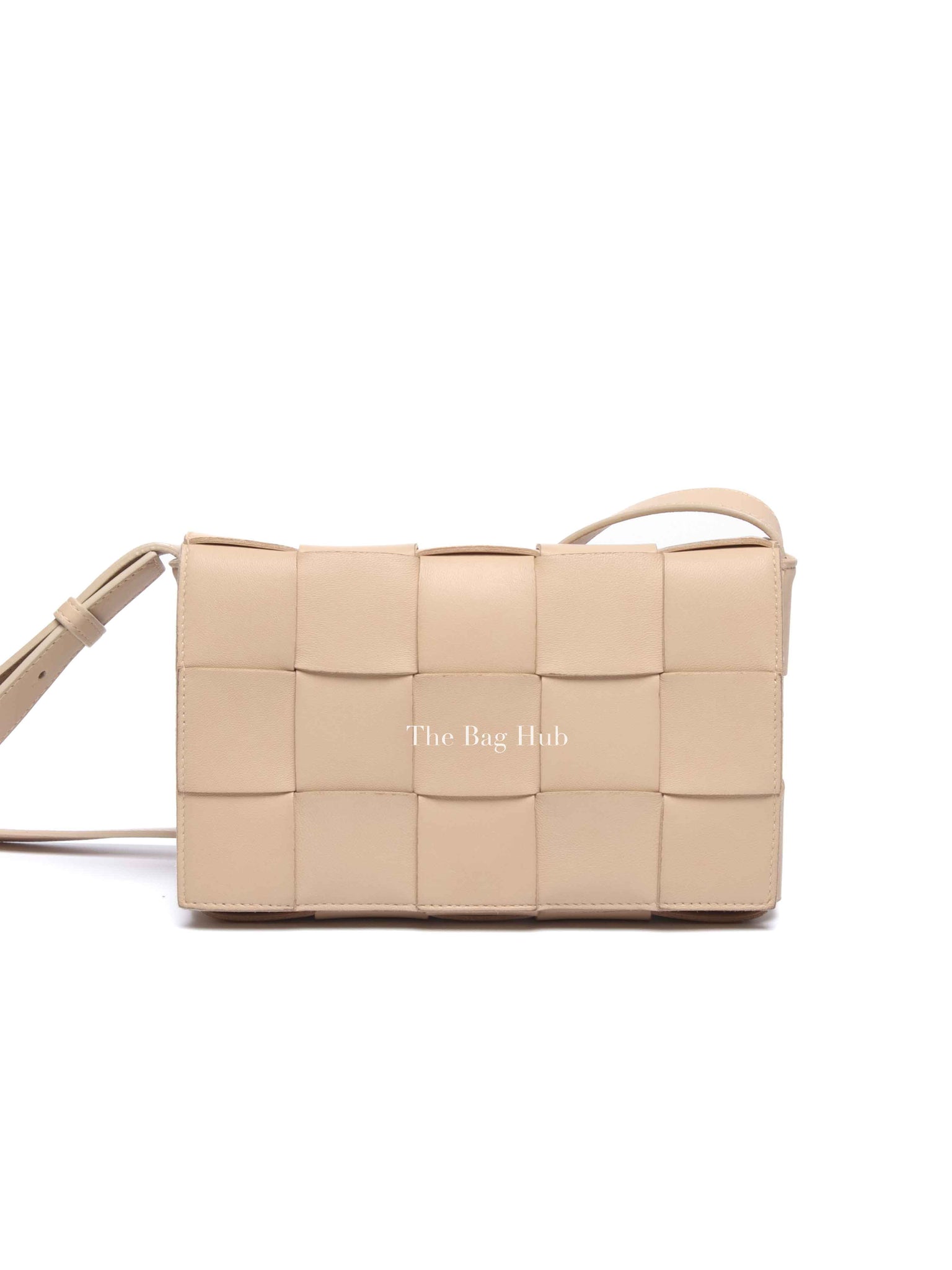 Bottega Veneta Almond Leather Intrecciato Cassette Crossbody Bag