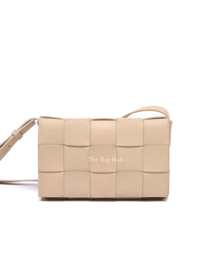 Bottega Veneta Almond Leather Intrecciato Cassette Crossbody Bag
