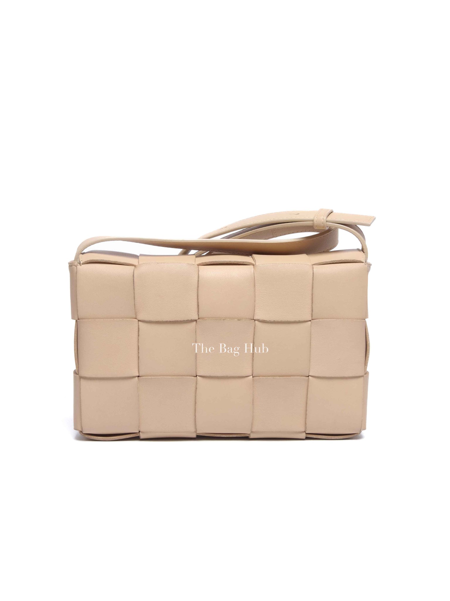 Bottega Veneta Almond Leather Intrecciato Cassette Crossbody Bag