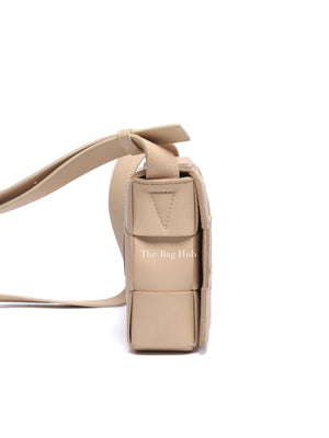 Bottega Veneta Almond Leather Intrecciato Cassette Crossbody Bag