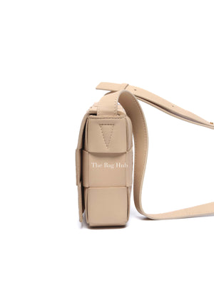 Bottega Veneta Almond Leather Intrecciato Cassette Crossbody Bag