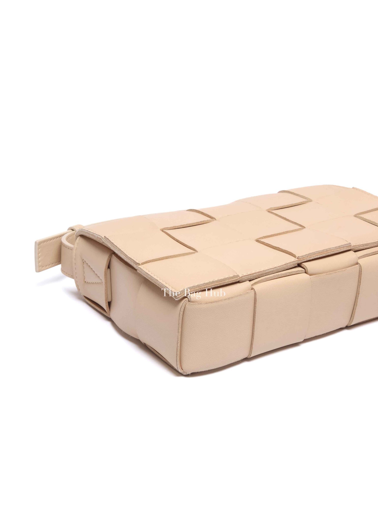 Bottega Veneta Almond Leather Intrecciato Cassette Crossbody Bag