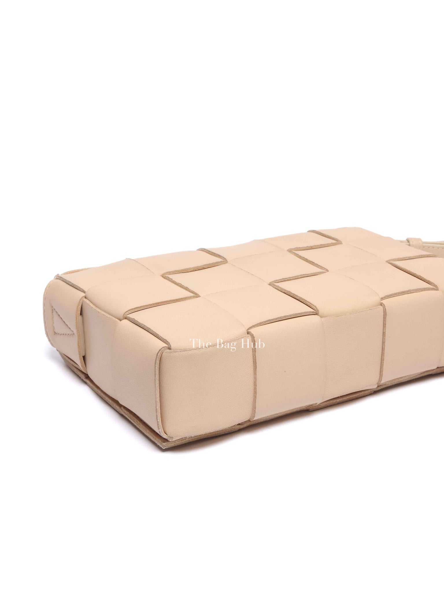 Bottega Veneta Almond Leather Intrecciato Cassette Crossbody Bag