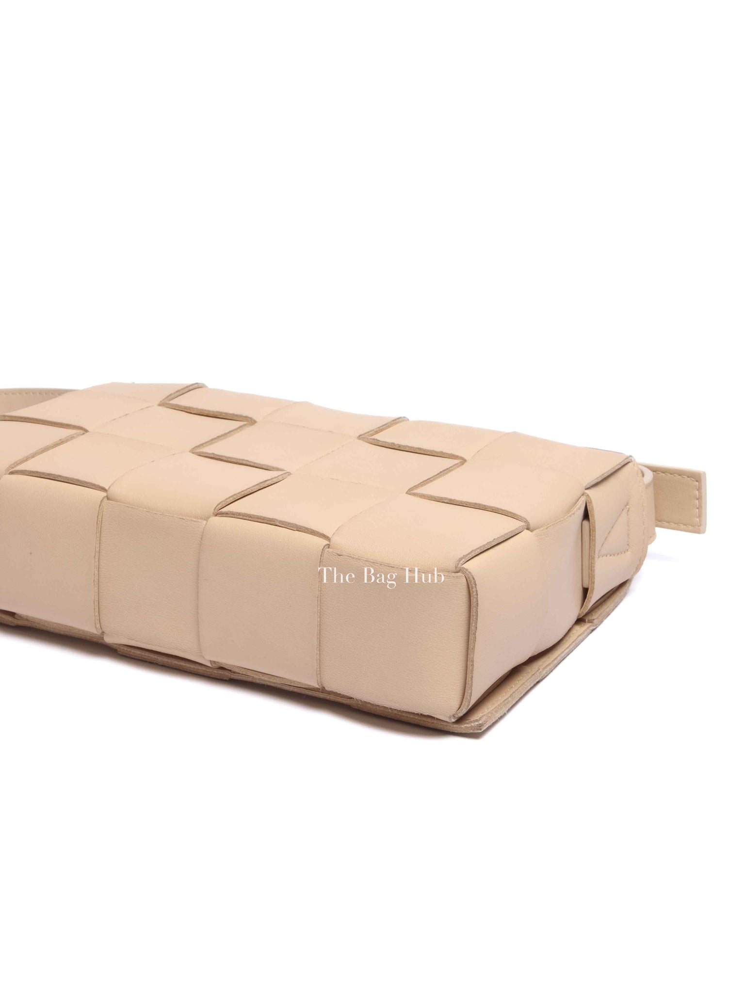 Bottega Veneta Almond Leather Intrecciato Cassette Crossbody Bag
