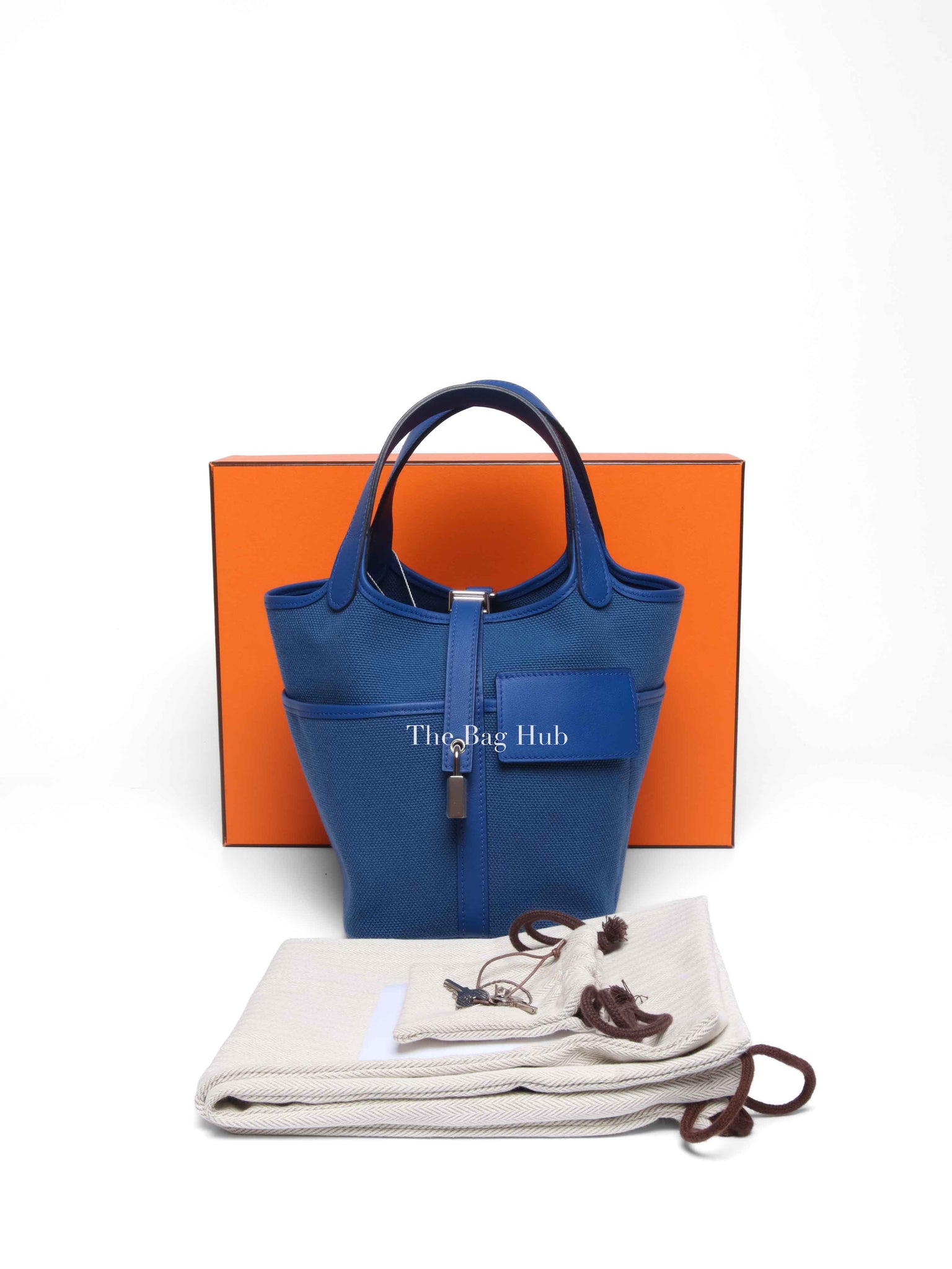Hermes Bleu Royal Swift/Toile Canvas Picotin Cargo 18 PHW