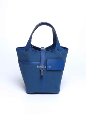 Hermes Bleu Royal Swift/Toile Canvas Picotin Cargo 18 PHW