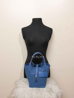 Hermes Bleu Royal Swift/Toile Canvas Picotin Cargo 18 PHW