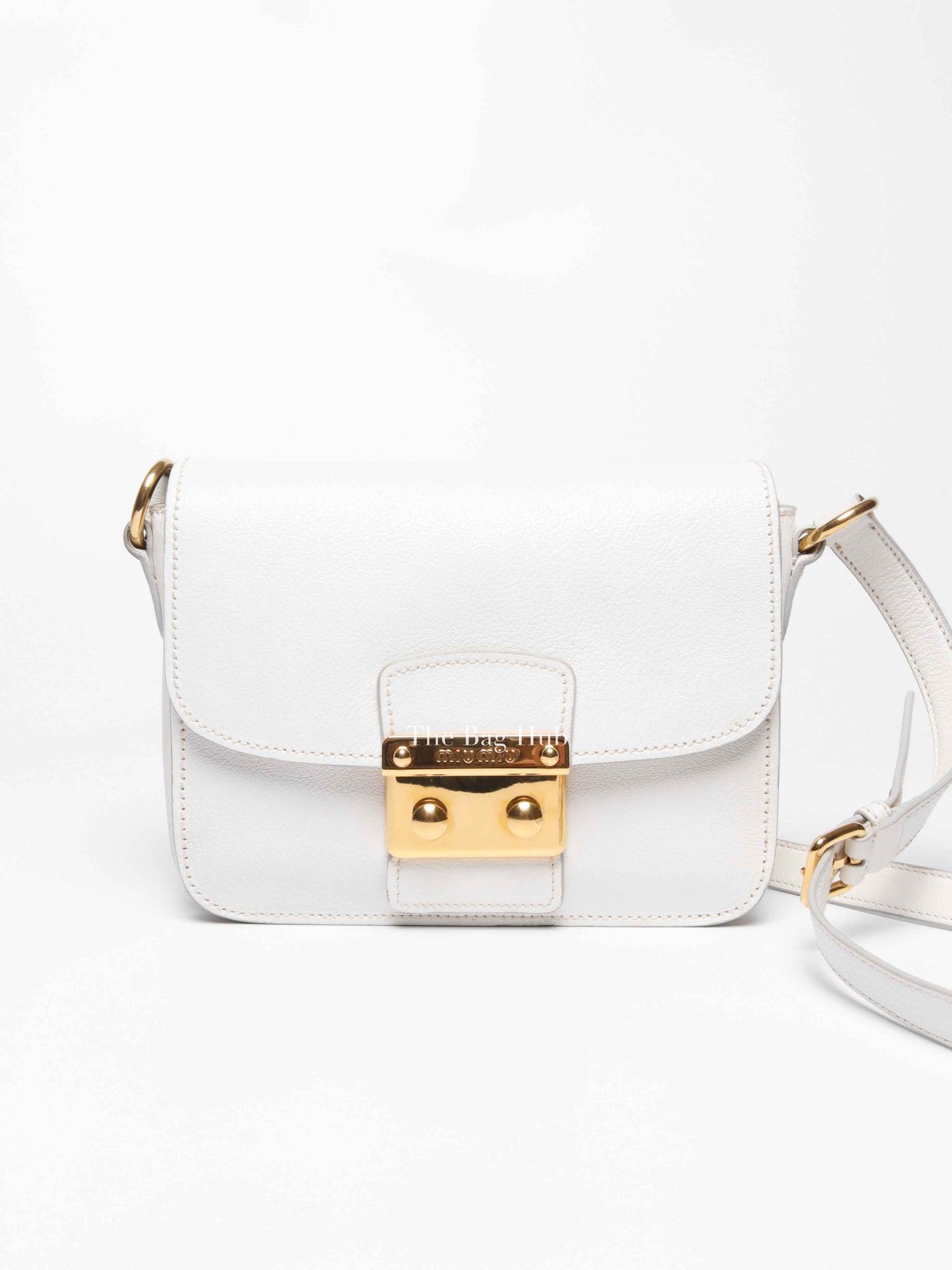 Miu Miu Bianco Leather Madras Pushlock Flap RTC460 Crossbody Bag