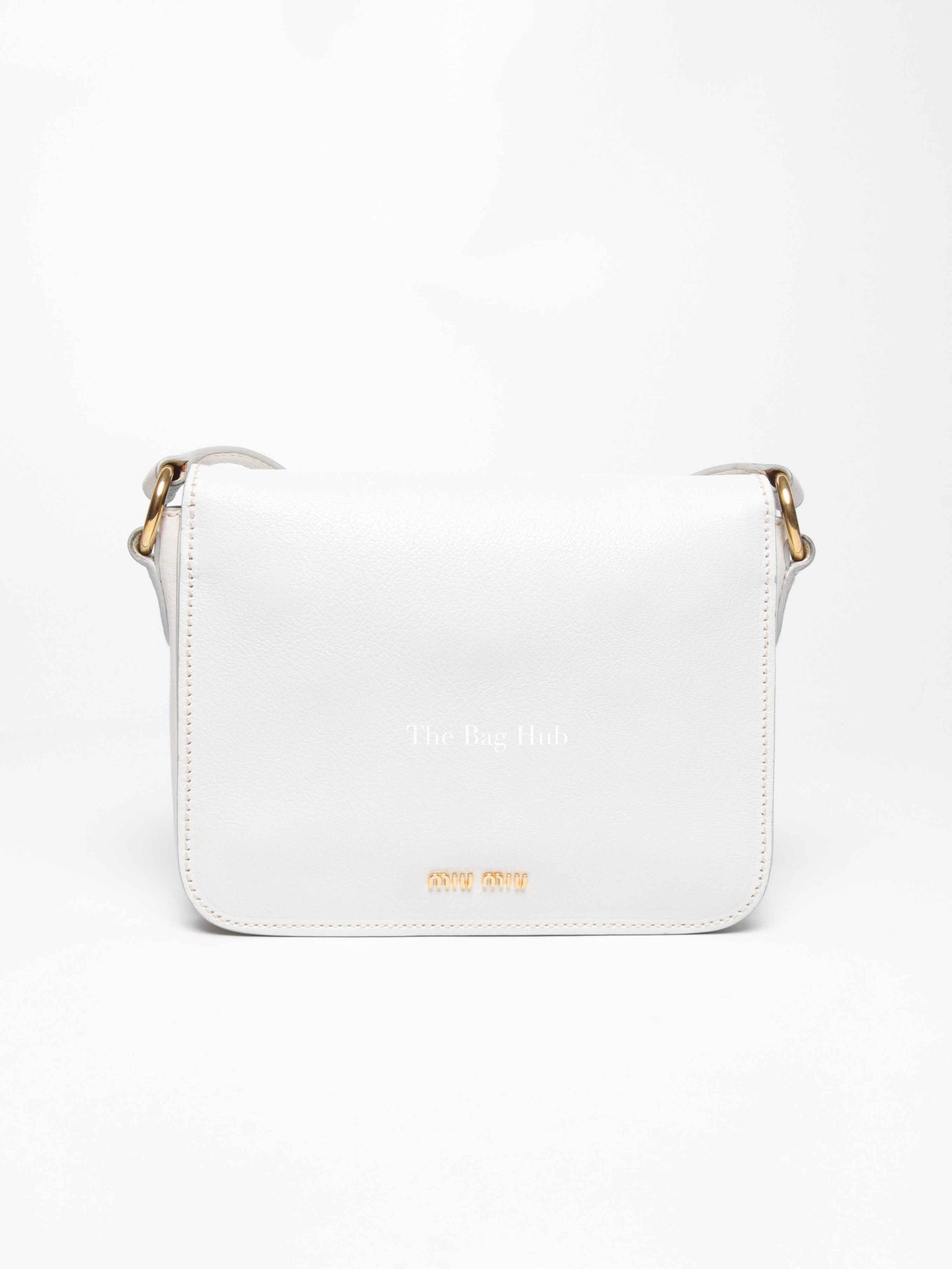 Miu Miu Bianco Leather Madras Pushlock Flap RTC460 Crossbody Bag