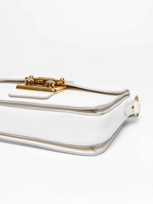 Miu Miu Bianco Leather Madras Pushlock Flap RTC460 Crossbody Bag