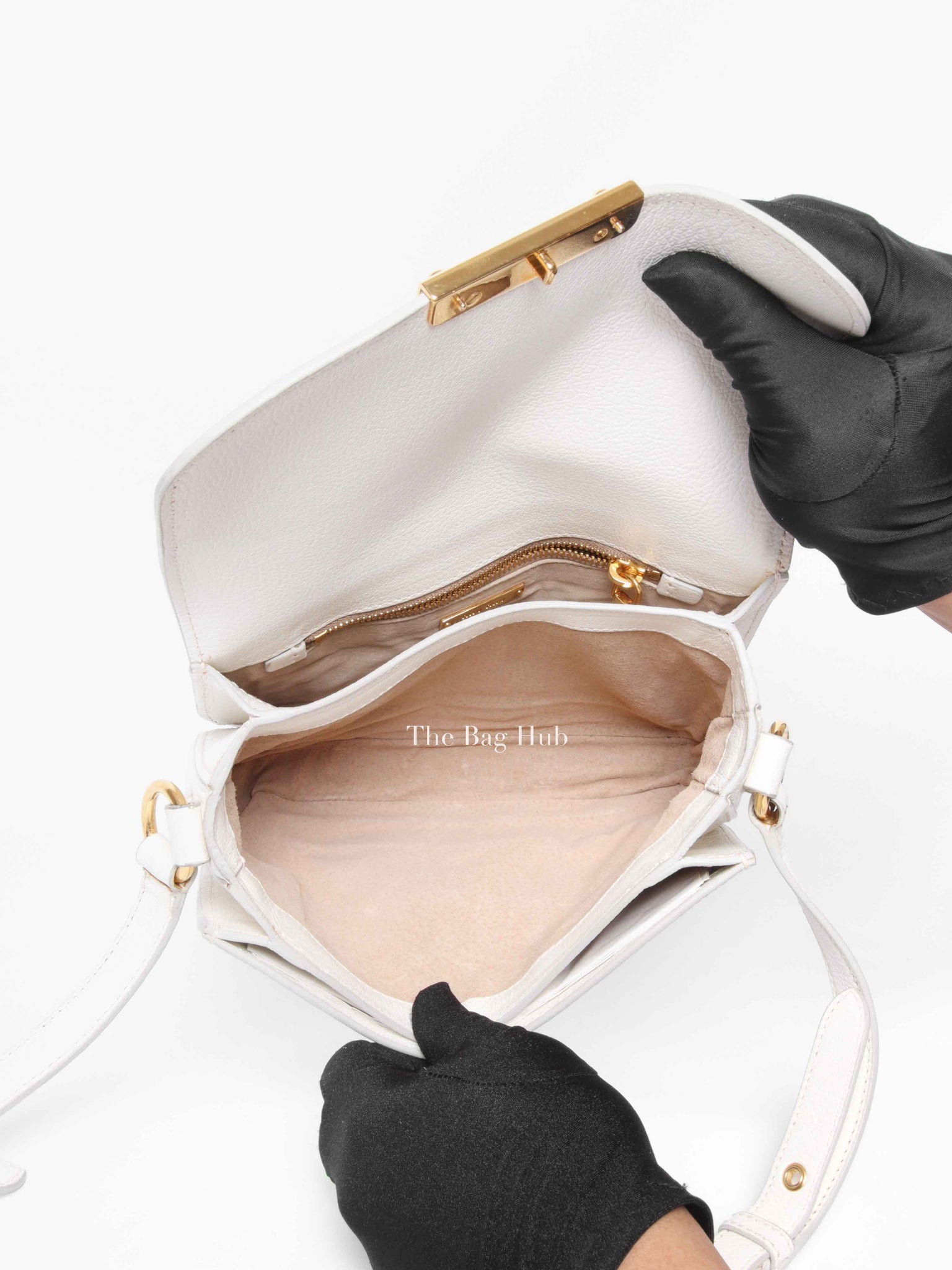 Miu Miu Bianco Leather Madras Pushlock Flap RTC460 Crossbody Bag