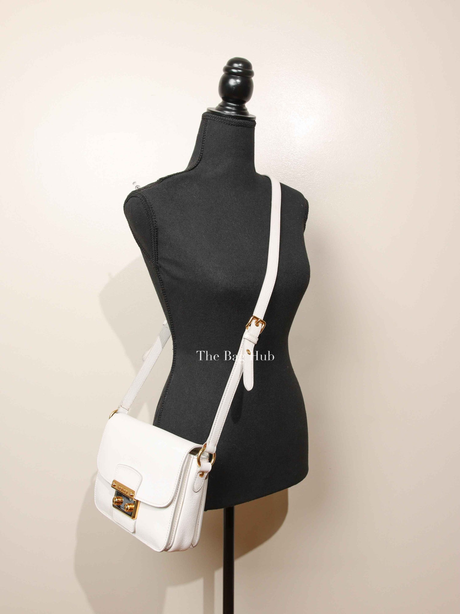 Miu Miu Bianco Leather Madras Pushlock Flap RTC460 Crossbody Bag