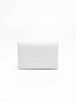 Hermes Gris Pale Leather Calvi Card Holder