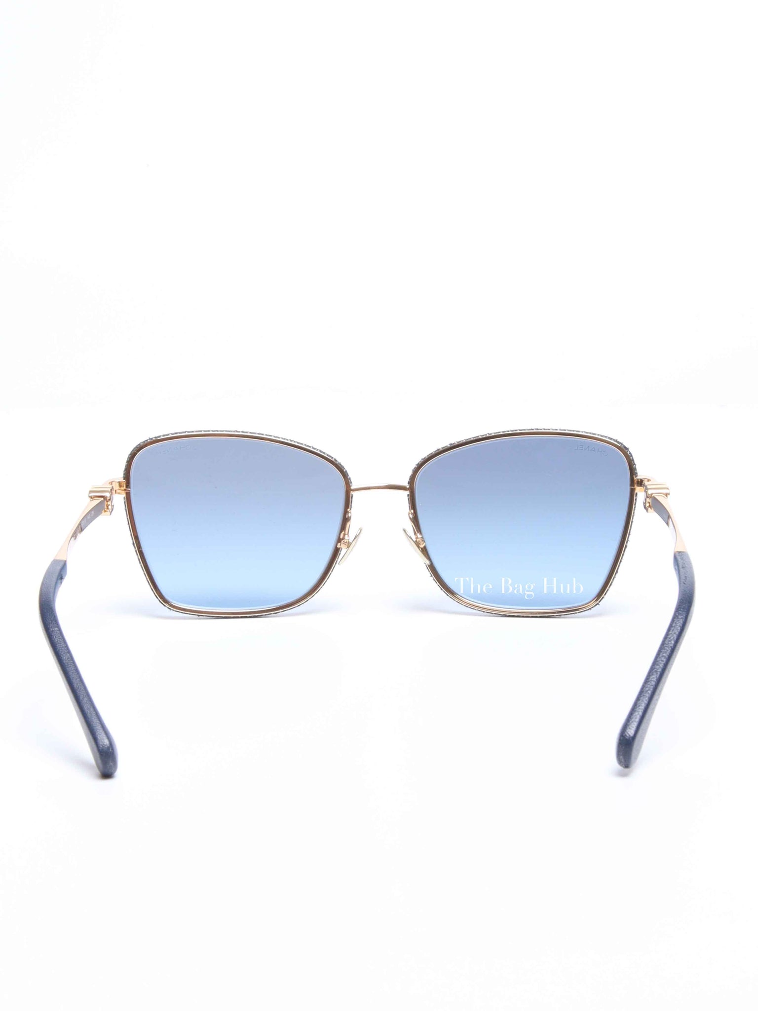 Chanel Blue Metal Cat Eye Sunglasses