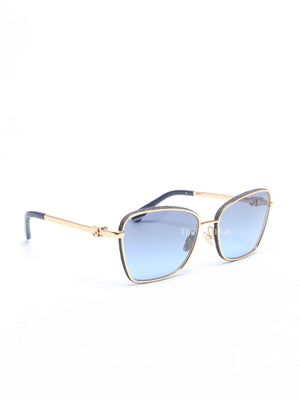 Chanel Blue Metal Cat Eye Sunglasses
