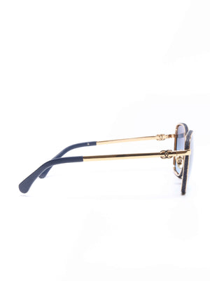 Chanel Blue Metal Cat Eye Sunglasses
