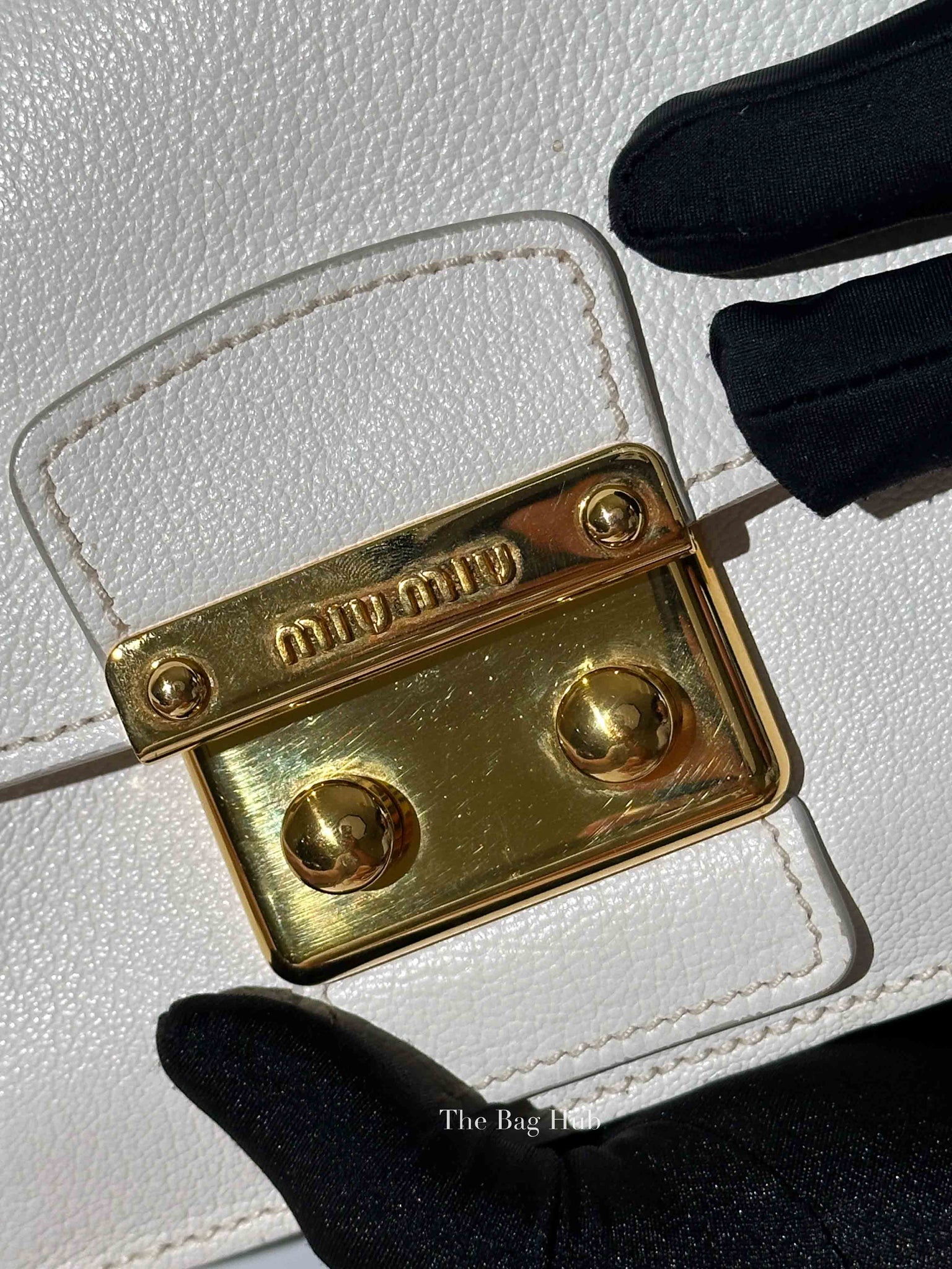 Miu Miu Bianco Leather Madras Pushlock Flap RTC460 Crossbody Bag