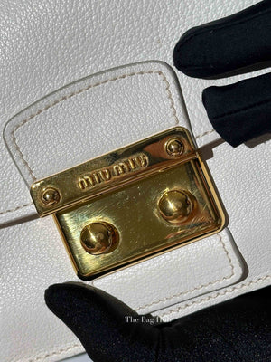 Miu Miu Bianco Leather Madras Pushlock Flap RTC460 Crossbody Bag