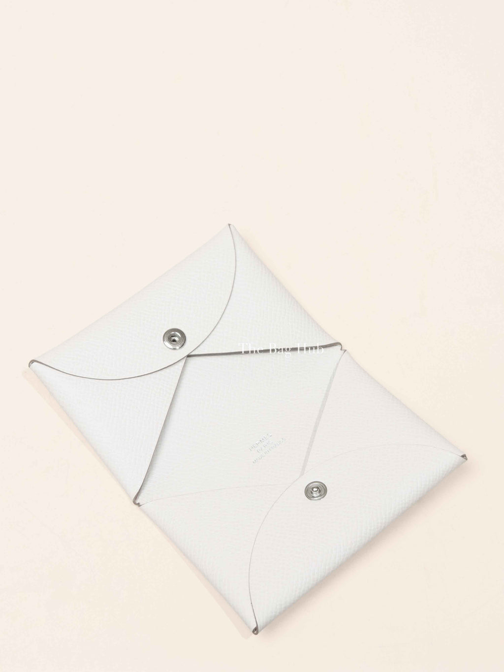 Hermes Gris Pale Leather Calvi Card Holder