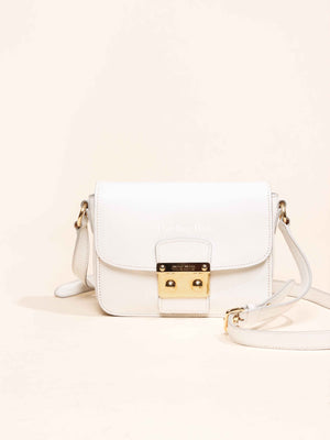 Miu Miu Bianco Leather Madras Pushlock Flap RTC460 Crossbody Bag