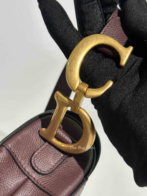 Christian Dior Plum Grained Leather Saddle Medium Bag GHW