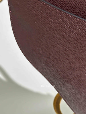 Christian Dior Plum Grained Leather Saddle Medium Bag GHW