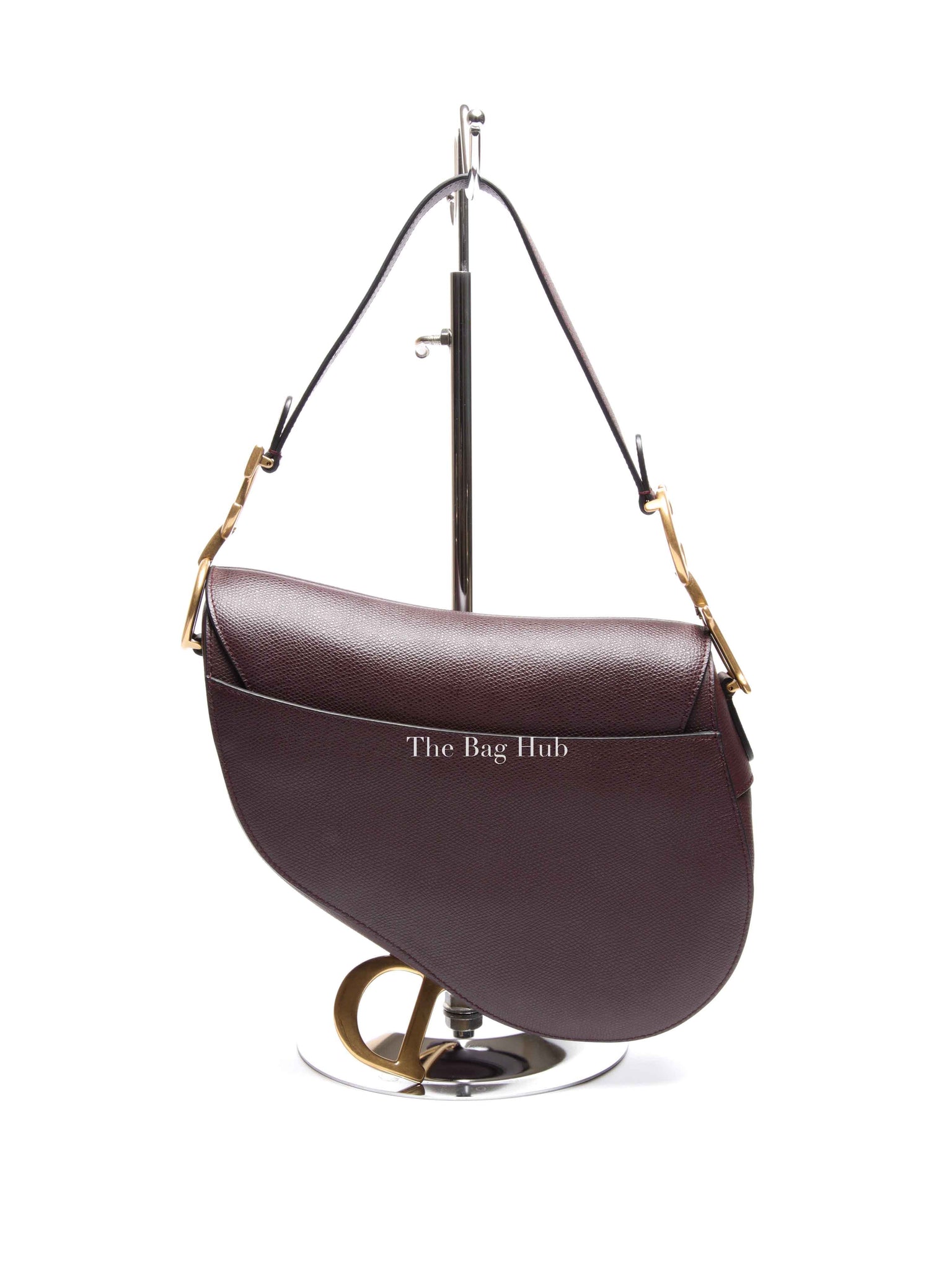 Christian Dior Plum Grained Leather Saddle Medium Bag GHW