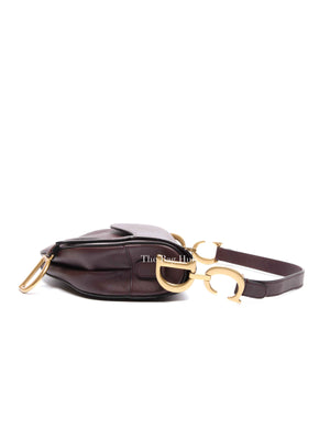 Christian Dior Plum Grained Leather Saddle Medium Bag GHW