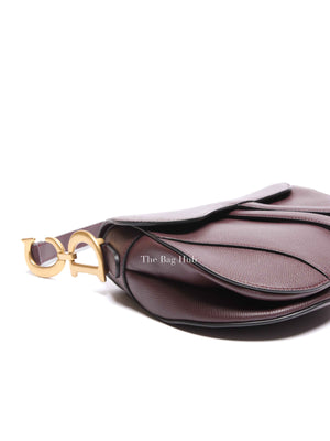 Christian Dior Plum Grained Leather Saddle Medium Bag GHW