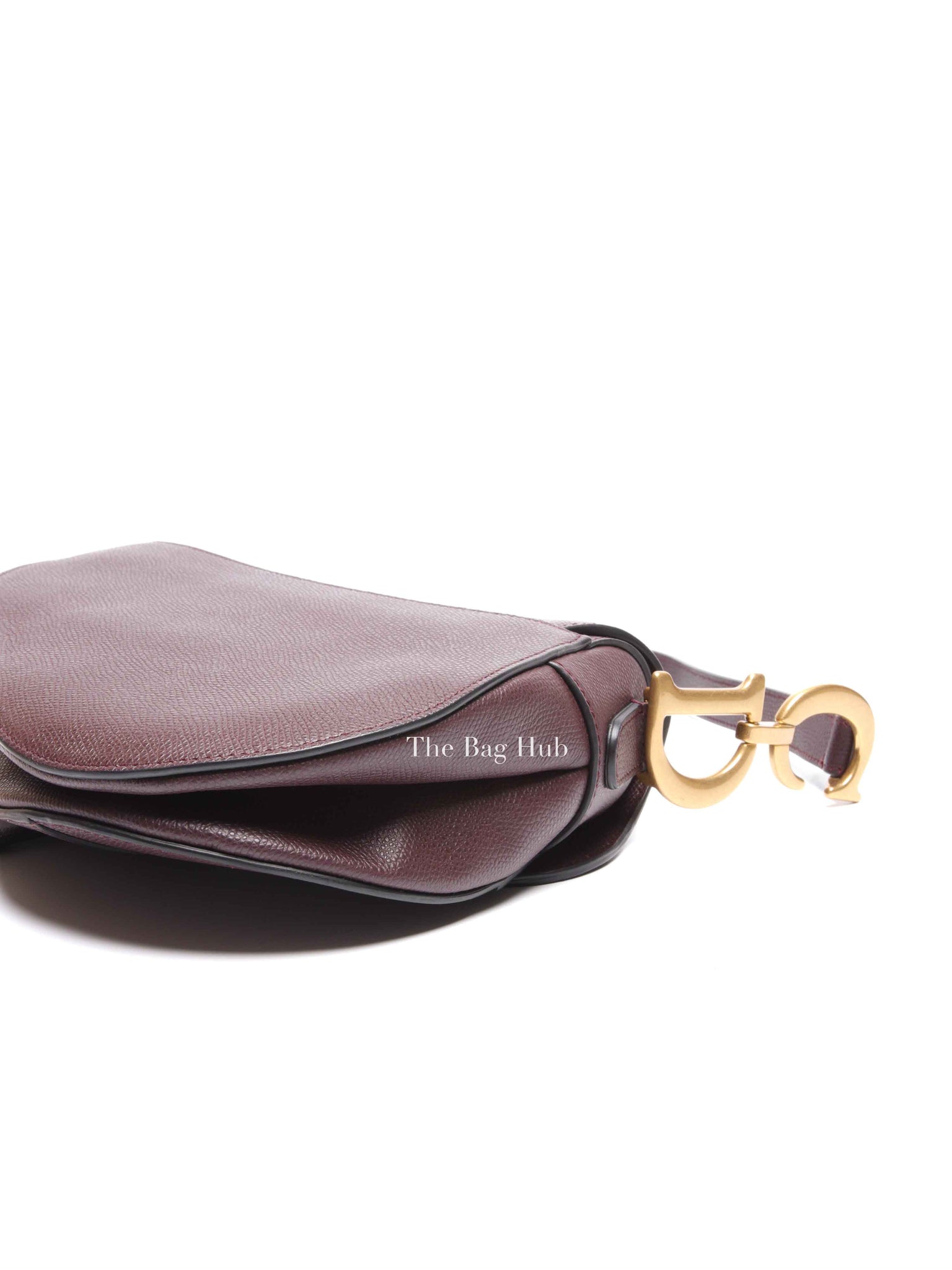 Christian Dior Plum Grained Leather Saddle Medium Bag GHW