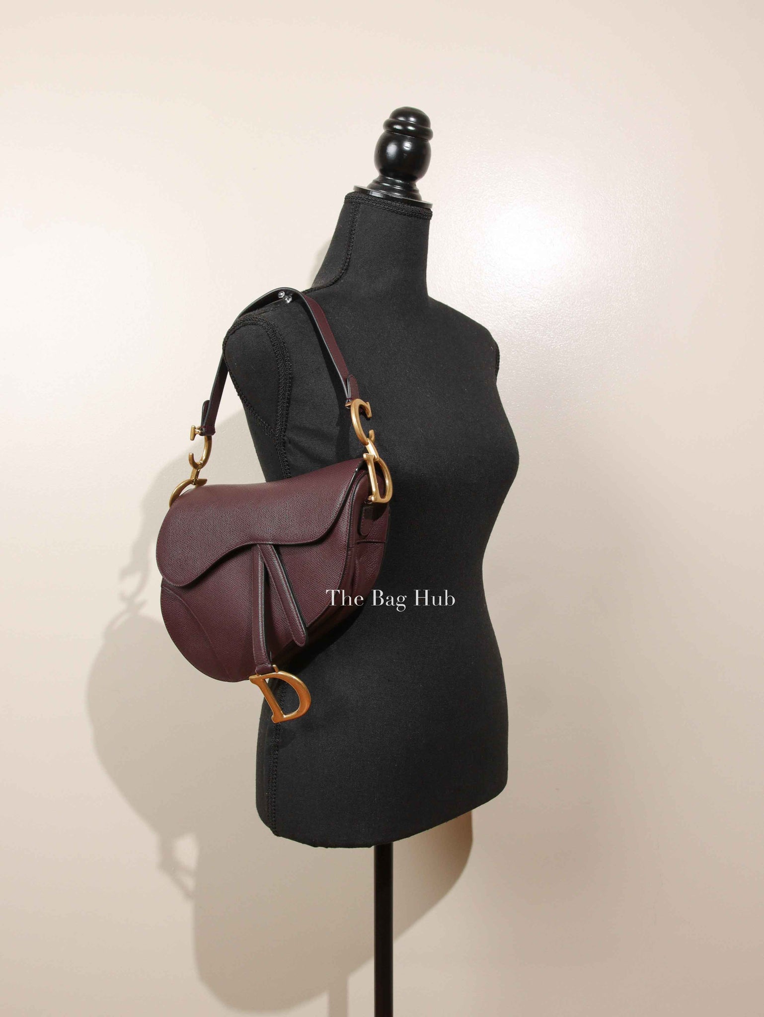Christian Dior Plum Grained Leather Saddle Medium Bag GHW