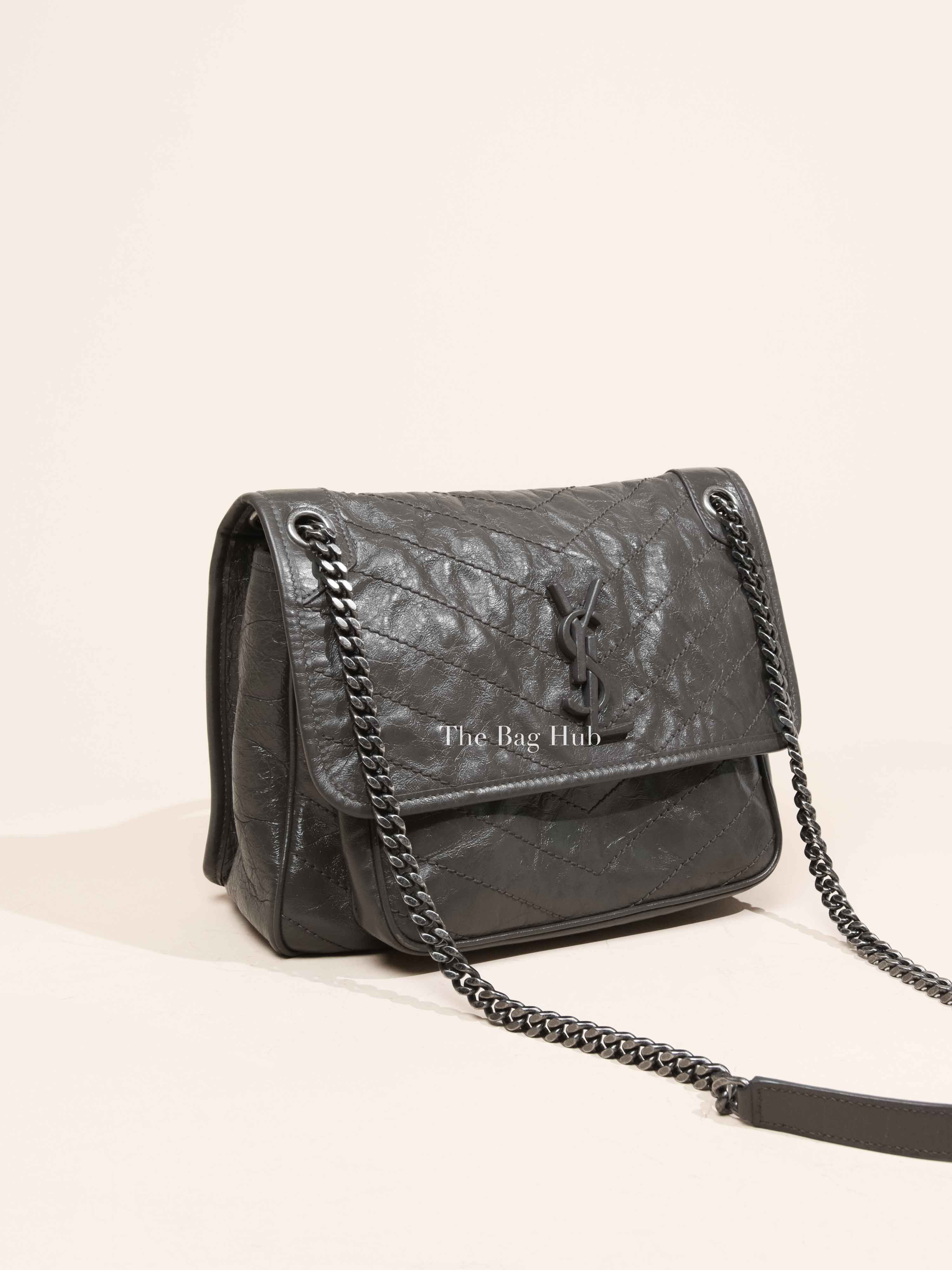 Saint Laurent Storm Crinkled Calfskin Matelasse Monogram