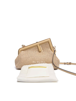 Fendi Natural Sahara Raffia Nappa Macrame Small Fendi First Bag
