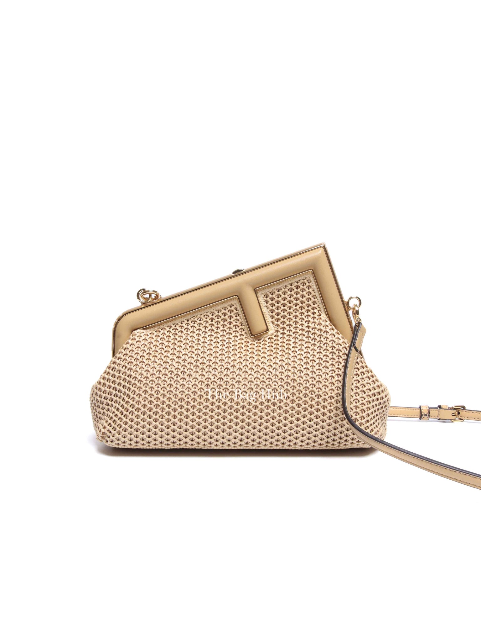 Fendi Natural Sahara Raffia Nappa Macrame Small Fendi First Bag
