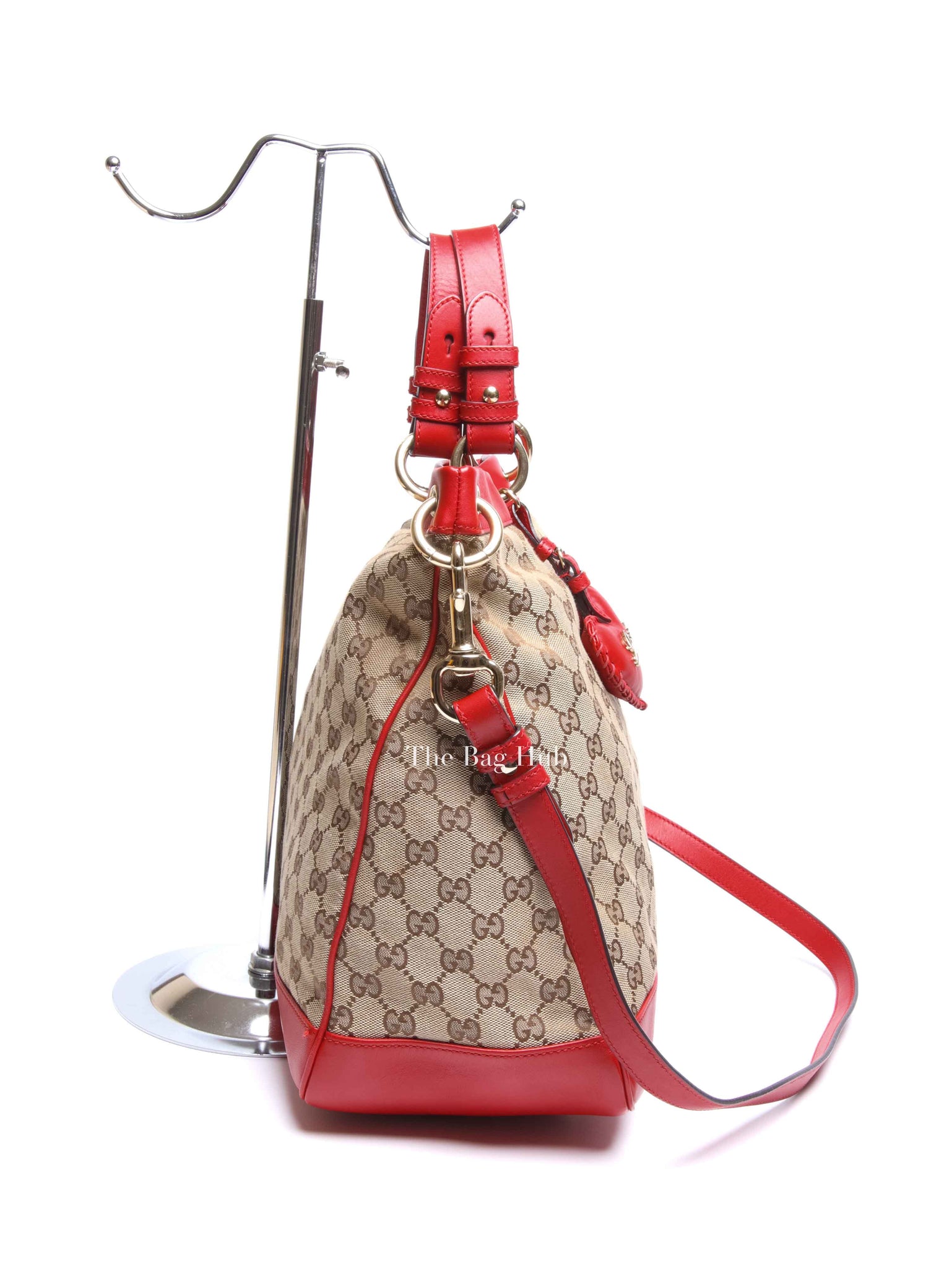 Gucci Red/Brown Monogram Canvas Medium Valentine Tote Bag