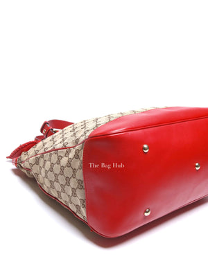 Gucci Red/Brown Monogram Canvas Medium Valentine Tote Bag