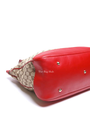 Gucci Red/Brown Monogram Canvas Medium Valentine Tote Bag