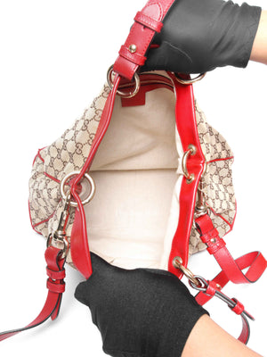 Gucci Red/Brown Monogram Canvas Medium Valentine Tote Bag