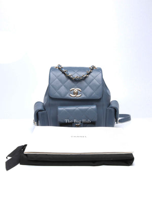 Chanel Blue Shiny Caviar Quilted Small Cargo Duma Backpack