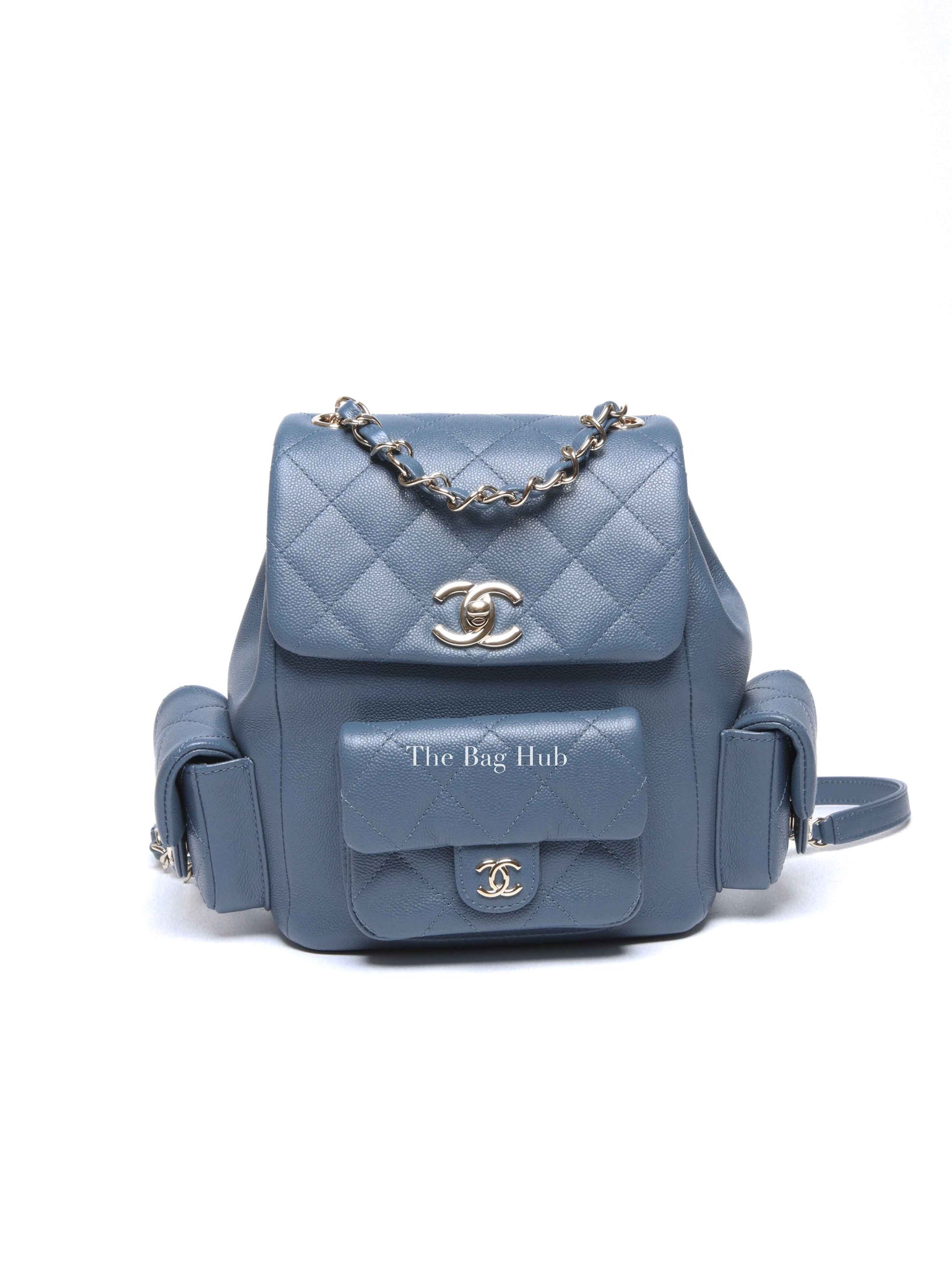 Chanel Blue Shiny Caviar Quilted Small Cargo Duma Backpack