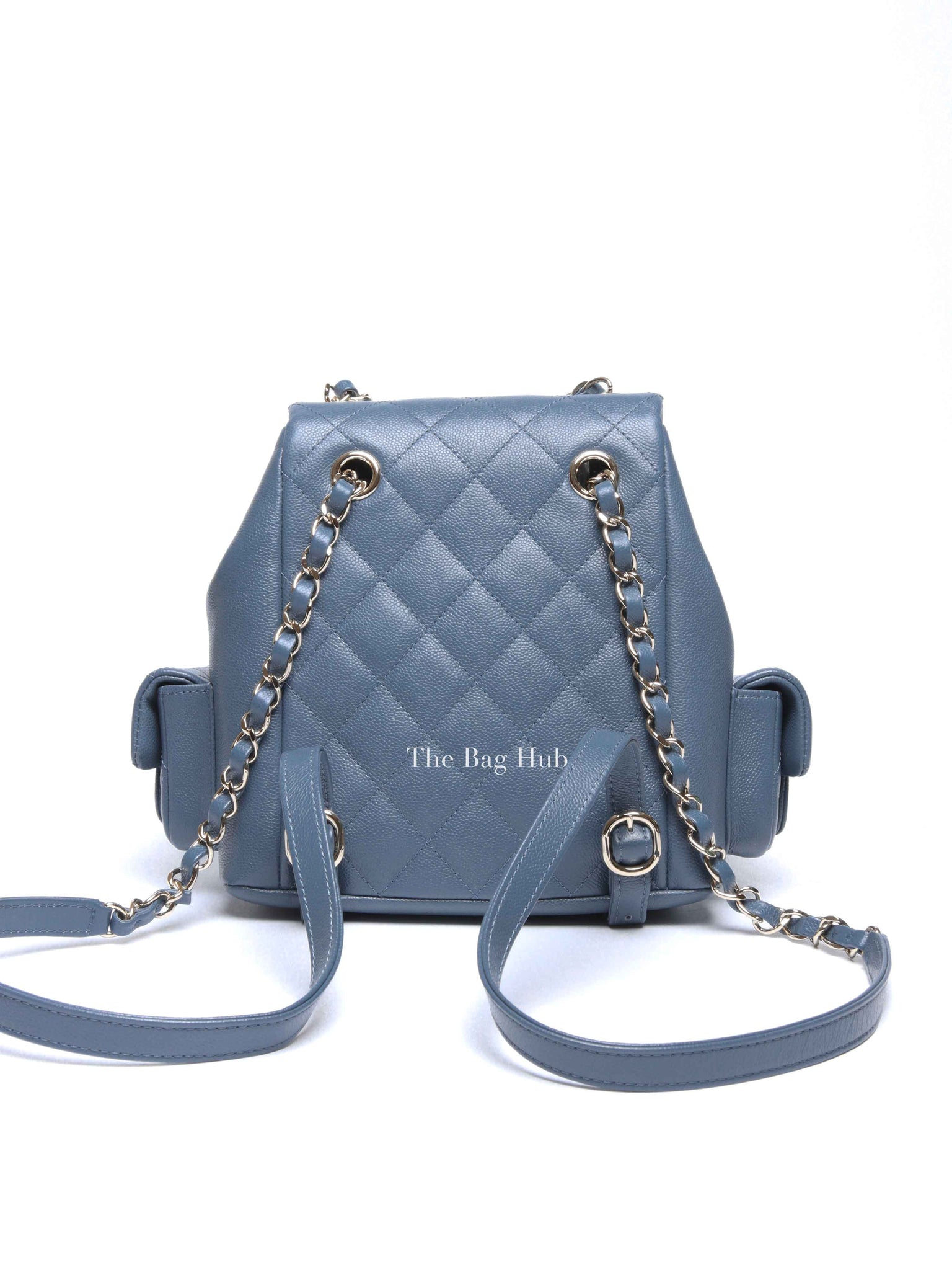 Chanel Blue Shiny Caviar Quilted Small Cargo Duma Backpack