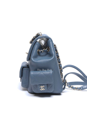 Chanel Blue Shiny Caviar Quilted Small Cargo Duma Backpack