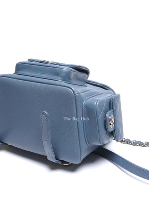 Chanel Blue Shiny Caviar Quilted Small Cargo Duma Backpack