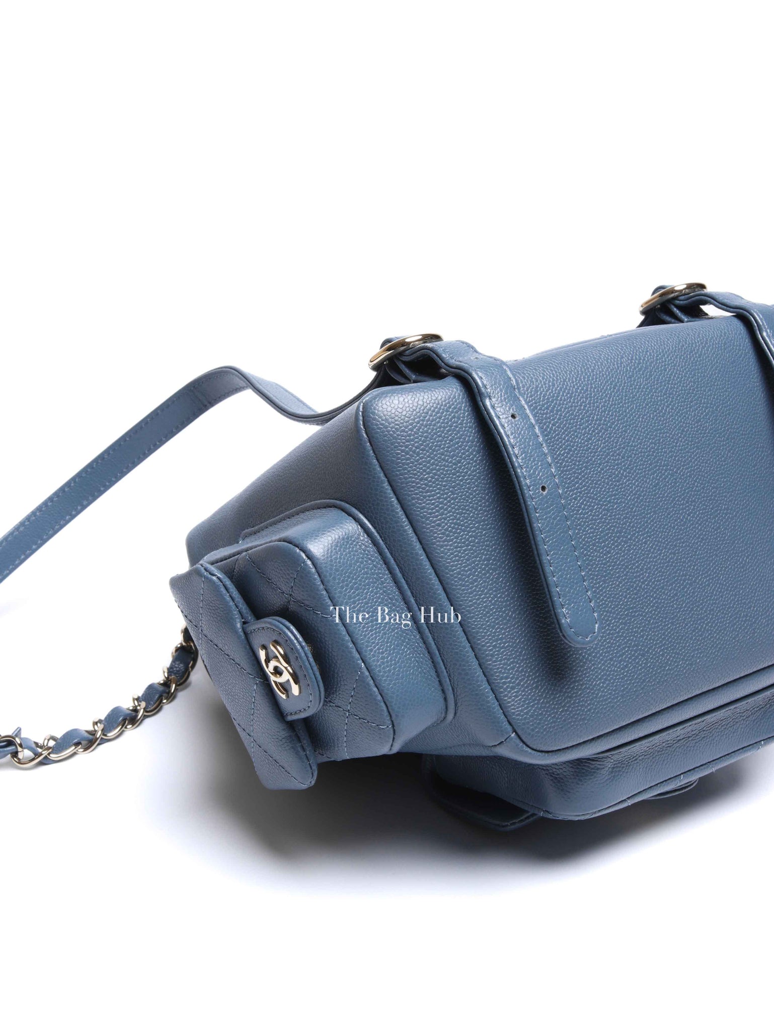 Chanel Blue Shiny Caviar Quilted Small Cargo Duma Backpack
