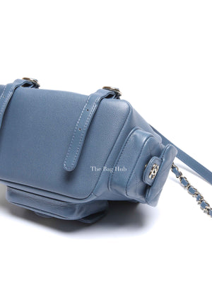 Chanel Blue Shiny Caviar Quilted Small Cargo Duma Backpack