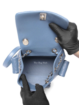Chanel Blue Shiny Caviar Quilted Small Cargo Duma Backpack