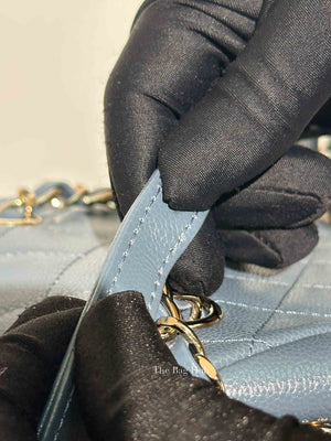 Chanel Blue Shiny Caviar Quilted Small Cargo Duma Backpack