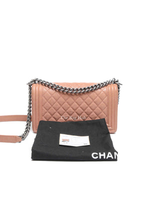 Chanel Light Brown Caviar Quilted New Medium Le Boy Flap Bag