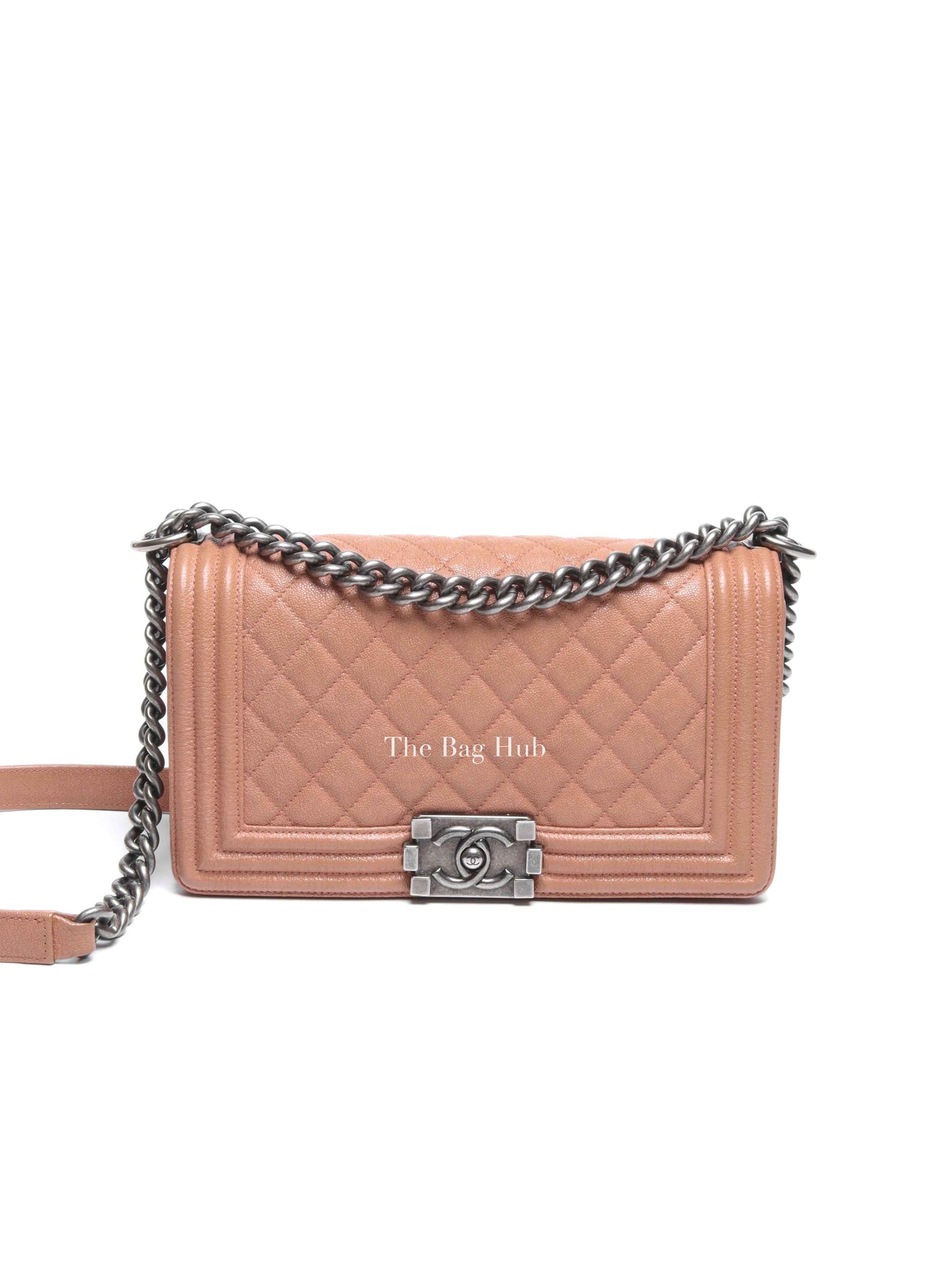 Chanel Light Brown Caviar Quilted New Medium Le Boy Flap Bag